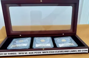 LOT OF THREE: 2018 $5 GOLD EAGLE PCGS MS70 FDOI Signed by THOMAS CLEVELAND - Picture 1 of 7