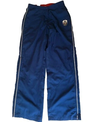Vtg 2003 Adidas Mujeres USA M/ UK 14 Pantalones de Pierna Ancha a Rayas Azul Rojo Cortavientos  Foto 1 de 4