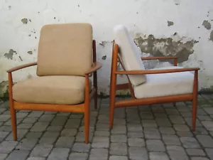 1 Lounge Chair France & Son Grete Jalk Teak / bezogen aufgemöbelt - Bild 1 von 8