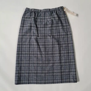 Vtg Pendleton Size 10 Black Gray Plaid Pleated 100% Wool A-line Skirt - Picture 1 of 8