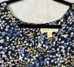 Vestido Michael Michael Kors Azul Floral Elastizado Cuello en V Oficina Iglesia Mujer 3XL - Imagen 1 de 13