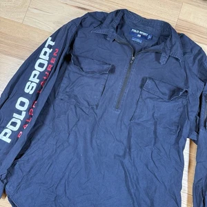 Vintage Polo Sport Ralph Lauren Quarter Zip Gunner Hemd Jacke Herren XL Blau Shacket - Bild 1 von 8