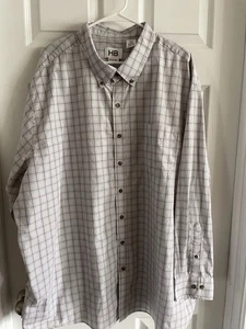 HB Fit by DXL Herren 3XL kariertes Langarm Button Down Hemd - Bild 1 von 6