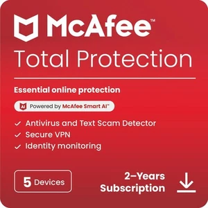McAfee Total Protection - 5 Devices - 2 Years - Automatic Renewal - [Download] - Afbeelding 1 van 7