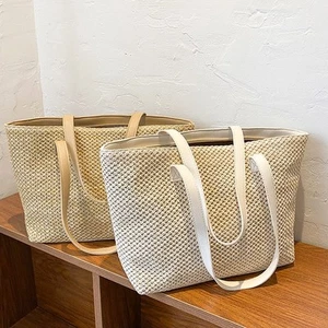 Large Capacity Shoulder Bag Shopping Bag Tote Bag Beach Straw Bag Straw Handbag - Picture 1 of 14