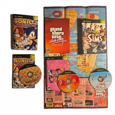 Original XBOX Lot 3 Games GTA Vice City, Sonic Mega Collection Plus, & The Sims - Image 1 of 4