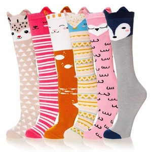 Girls Knee High Socks Kids Crazy Fun Gift Silly Tall Boot Cute Animal Cotton ... - Picture 1 of 6