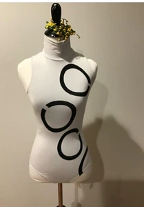 Wolford Mujer Gris/Negro Círculos Sin Mangas Body XS Con Imitación Cuello Tortuga - Imagen 1 de 6