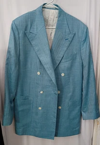 Hervorragendes Devan Vincent maßgeschneidertes zweireihiges Sakko aus Wolle und Seide EU 52R - Bild 1 von 10