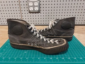Antique Basketball Shoes SIze 10 Made in USA Canvas Rubber Black - Picture 1 of 15
