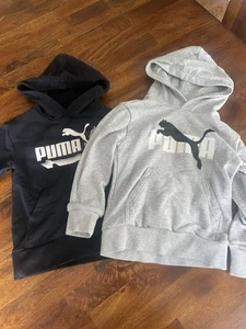 Bundle Of 2 Puma Kids Hoodie Sweatshirts Size X Small 5/6 Black And Gray - Picture 1 of 5
