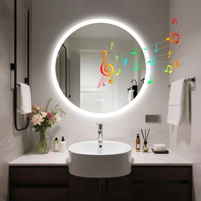 "Espejo de baño LED de 32"" Altavoz Bluetooth incorporado Retroiluminación Espejo de tocador de pared" Foto 1 de 4
