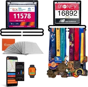 Expositor de babero y medalla Vorlich® Race - Soporte con aplicación Run y negro de 4 semanas - Imagen 1 de 7