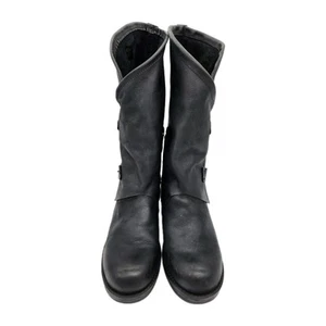 COOLWAY Womens Black Leather Alida Boots Mid Calf Motorcycle Boots US 10 EU 41 - Picture 1 of 8