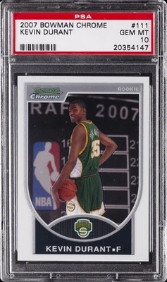 2007 BOWMAN CHROME #111 KEVIN DURANT ROOKIE RC #/2999 PSA 10 - Image 1 of 2
