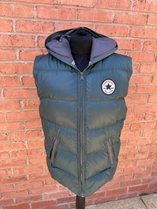 Converse All Stars body warmer / duck down filled Green puffer gilet mens Medium - Picture 1 of 13