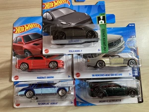 Hot wheels bundle new x 5 Luxury saloon cars Mercedes Jag Tesla Cadillac - Picture 1 of 7