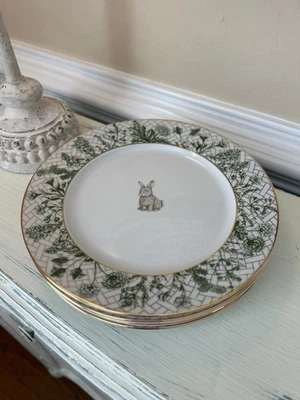 Williams Sonoma Garden Lattice Bunny Dinner Plates (4) NWOT NWOB OB READ - Image 1 of 4