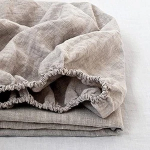 100% Linen Fitted Sheet Stone Washed Solid Color - (1 Piece) 14 inch Deep Poc... - Picture 1 of 8