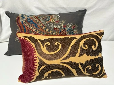 Пара (2) декоративных подушек мирового рынка богемный шик пейсли - Изображение 1 из 4