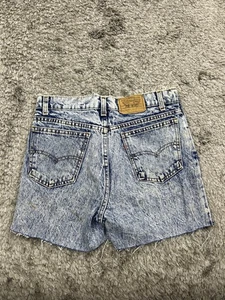 Vtg Levis Student Jean Shorts Women 28 Acid Wash Orange Tab Cut Off Denim USA - Picture 1 of 12