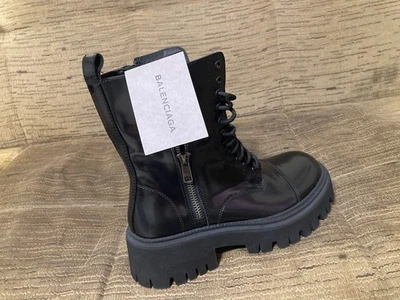 BALENCIAGA Tractor Black Leather Lace Up Boots (US Men Size 10/US Women Size 12) - Image 1 of 4