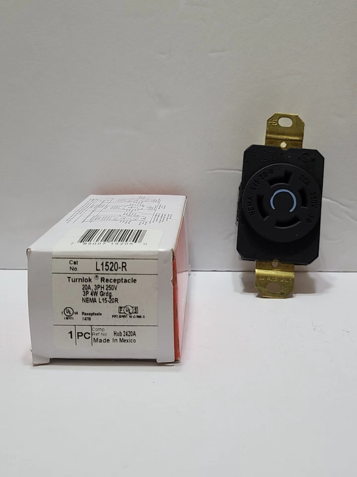Legrand Pass & Seymour Turnlok 20 Amp 250-Volt NEMA L1520-R Locking Receptacle - Image 1 of 1