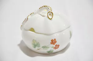 Minton Jam & Jelly Jar Sugar Bowl with Lid England Meadow Flower and Gold China - Picture 1 of 5