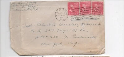 United States Airmail cover 806 x3 West Brentwood NY to New York NY - Image 1 of 2