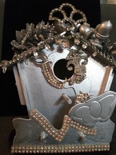 Fancy Silver Wood & Vintage Rhinestone Bird House - Indoor Decorative Use Only!