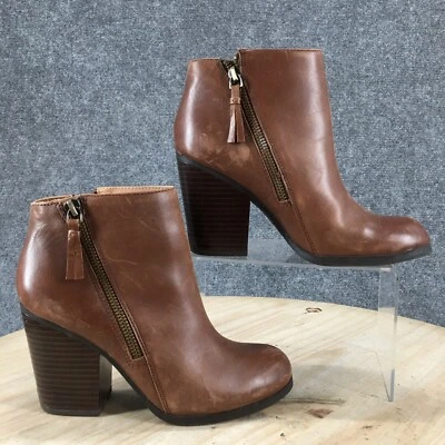 Kenneth Cole Reaction Boots Womens 6M Might Win Ankle Bootie Brown Leather Heels - Image 1 of 4