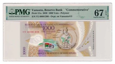 VANUATU banknote 1000 Vatu 2020 PMG MS 67 EPQ Superb Gem Uncirculated - Image 1 of 4