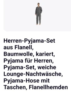 Herren-Pyjama-Set aus Flanell, Baumwolle, kariert, Pyjama für Herren, Pyjama-Set - Bild 1 von 1