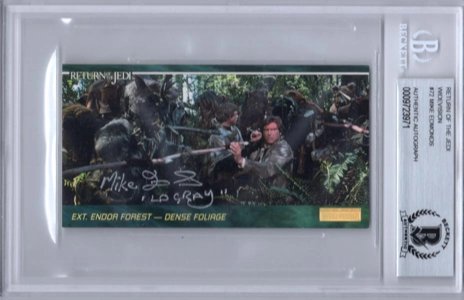 MIKE EDMONDS SIGNED #72 LO GRAY EWOK STAR WARS RETURN OF THE JEDI BECKETT BAS - Image 1 of 1