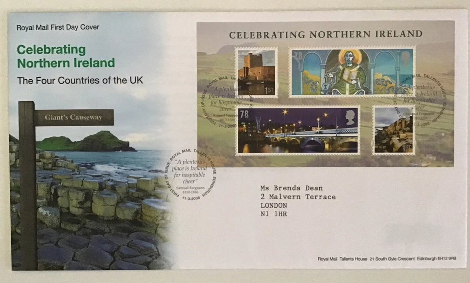 GB QEII 2008 Celebrating Northern Ireland RMFDC Tallents House SHS Typed Add W/I - Image 1 of 3