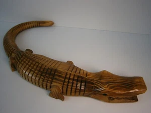 Alligator Figurine 22" Vtg Moving Kinetic Art Wood Crocodile Figure Lizard 1960s - Picture 1 of 12