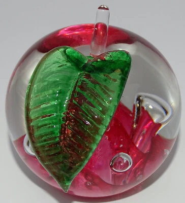 Caithness Scotland - WINDFALL RUBY - Handmade Apple Glass Paperweight U8945 ❤️ - Image 1 of 4
