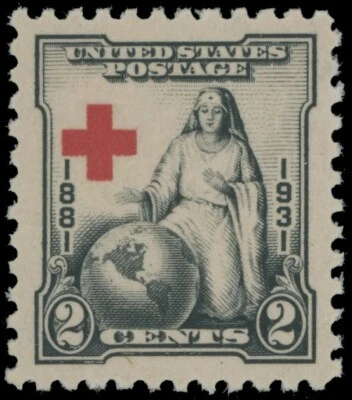 1931, USA CRUZ ROJA, 2C NEGRO Y ROJO, PF CERT XF-S 95, NH, SC. #702 Foto 1 de 3