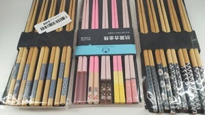 New Chopsticks 15 Pairs Multi Color Bamboo / Fiberglass 5 Free ChopstickHelpers - Picture 1 of 6