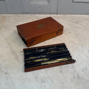 Antique part set of drawing instruments in box - restoration job - Picture 1 of 10