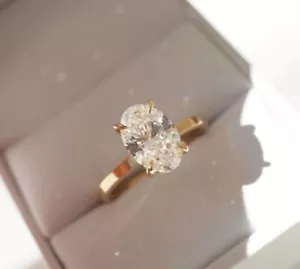2.00Ct Oval-Cut Moissanite Women's Engagement Ring Solid 14k Yellow Gold - Picture 1 of 5