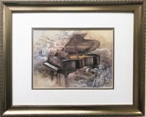 Lena Liu "Sonata para piano" firmada edición limitada arte enmarcado música bebé gran ángel - Imagen 1 de 4