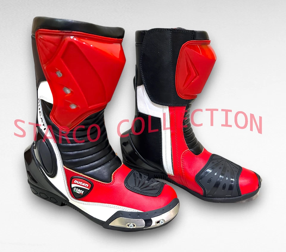 New Mens Ducati Motorbike original Leather Shoes Riding Motorcycle Racing Boots - Image 1 of 4