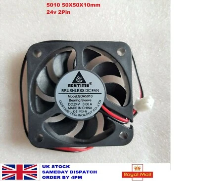 GDSTIME 24V 5010 50x50x10mm 2 Pin Brushless Axial Printer PC Cooling Fan 50mm 5cm New