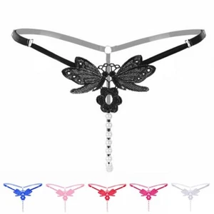 ☆USA☆ Sexy Women Crotchles Panty Lace Pearl Thong G-string Lingerie Underwear - Picture 1 of 18