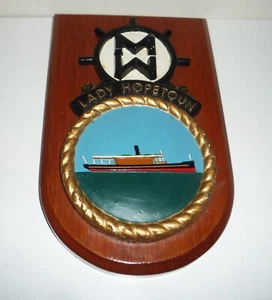VINTAGE MARINE STEAM YACHT LADY HOPETOUN & PORT JACKSON METAL PLAQUE c1940s - Picture 1 of 4