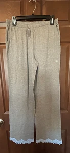 NWT Aerie Pajama Pants Women’s Size Medium Gray w/Blue soft Lace at bottom - Picture 1 of 4