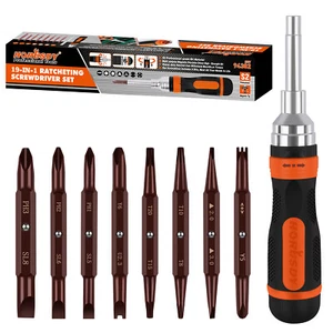 18 in1 Magnetic Ratchet Screwdriver Set Security Bits Ball Lock Anti-Slip Handle - Picture 1 of 8