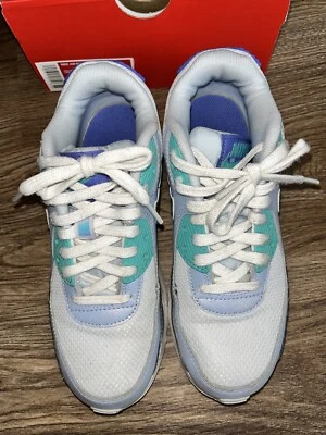Nike Air Max 90 escuela primaria talla 4Y 4 para mujer talla 5,5 Aura zafiro blanco 36 Foto 1 de 4