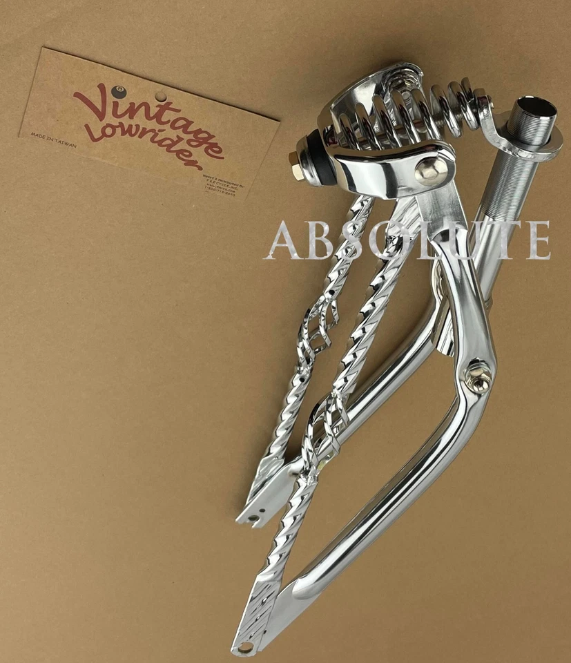 Original Lowrider 20" Classic 1" Chrome Suspension Fork Cage Square Twisted Bars - Image 1 of 1